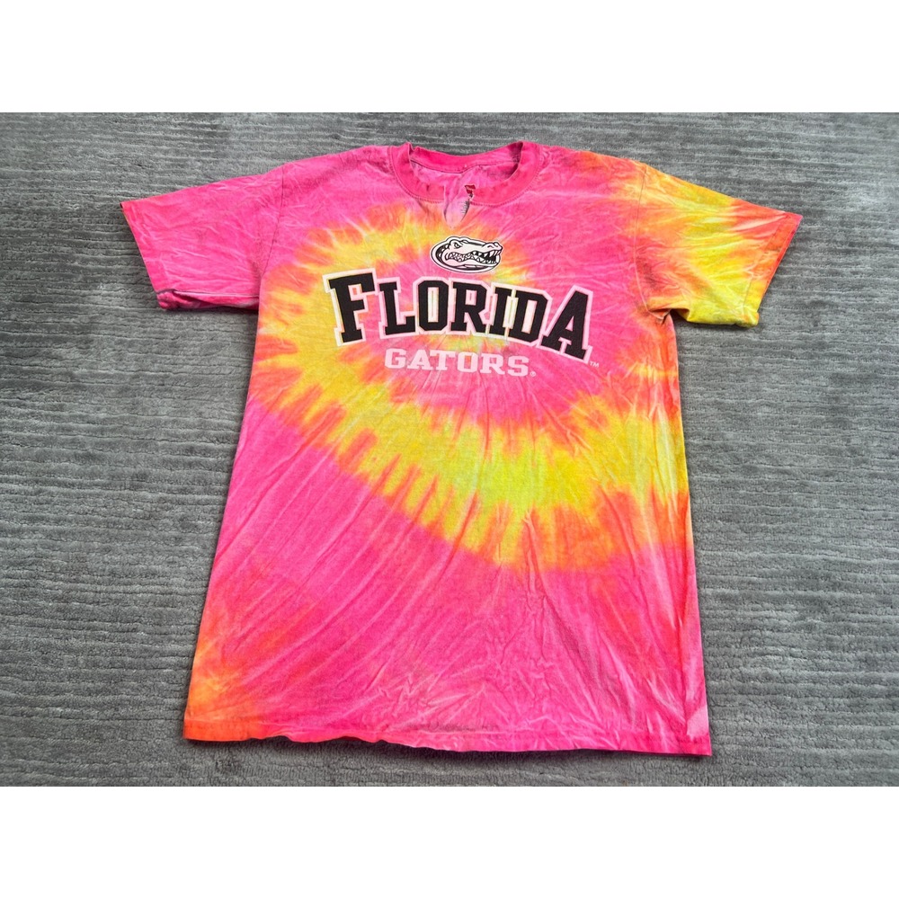 Hanes T-Shirt Unisex Small Pink Florida Gators Tie Dye Graphic Tee NCAA 30840
